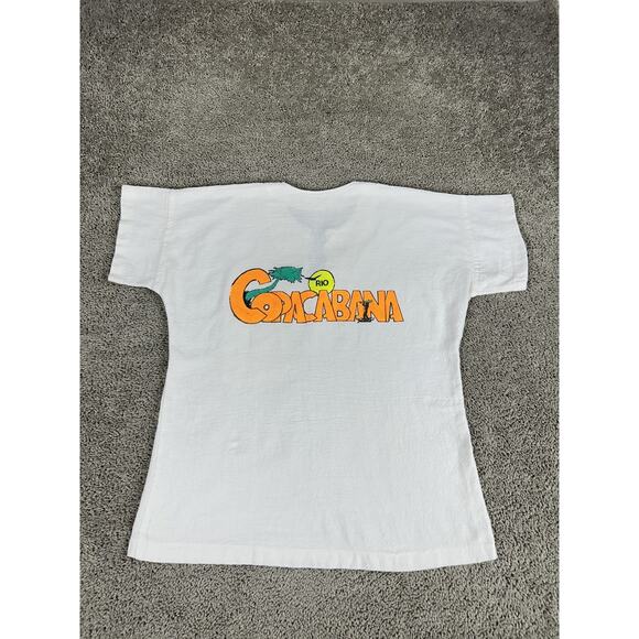 Vintage Copacabana Rio Shirt Mens XL White Brazil Souvenir Lace Up Beach 90s - Picture 5 of 16